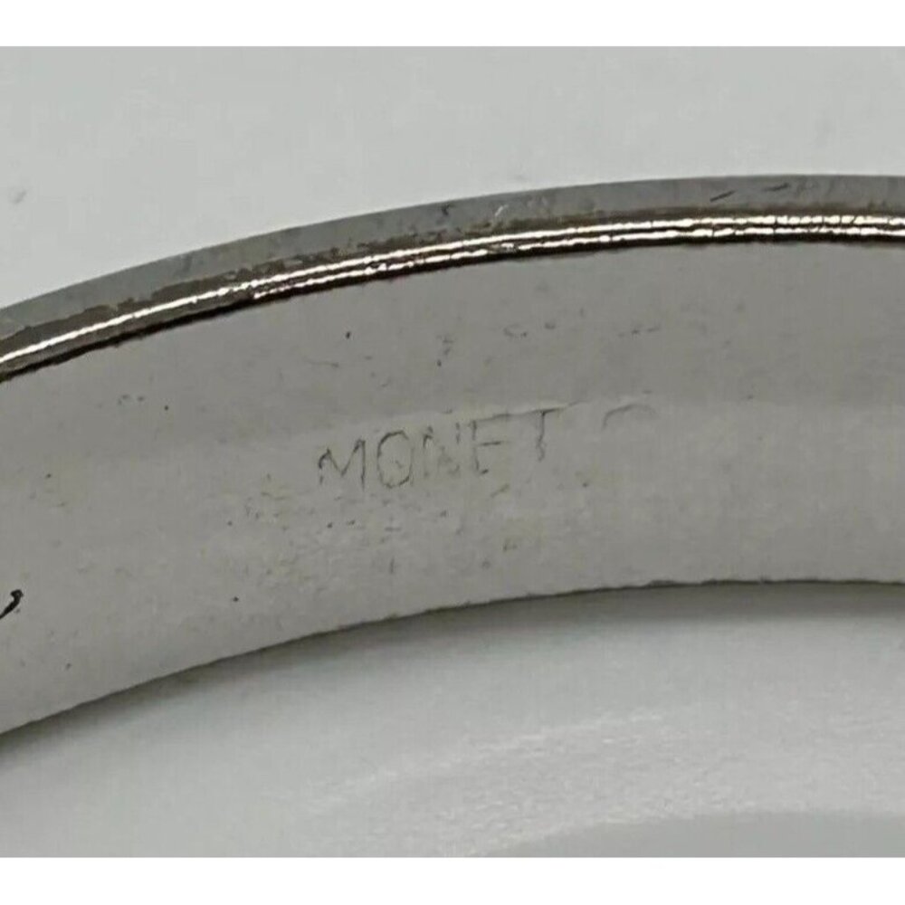 Monet Bangle Bracelet Etched Silver-tone Diamond Cut Design 7.5 inches - Picture 5 of 6